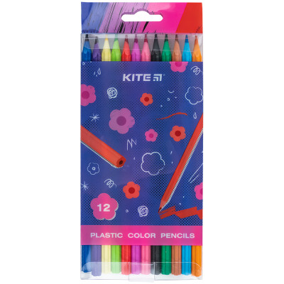 Олівці кольорові Kite Flower пластикові, 12 кольорів (K24-049-1) Вінниця - фото 1
