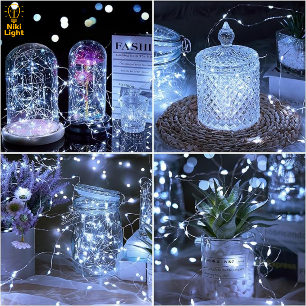 Гірлянда роса 20 метрів гірлянда капля роси з режимами Niki Light 200 лед гірлянда на пульті вулична гірлянда 220в біла Київ - фото 10