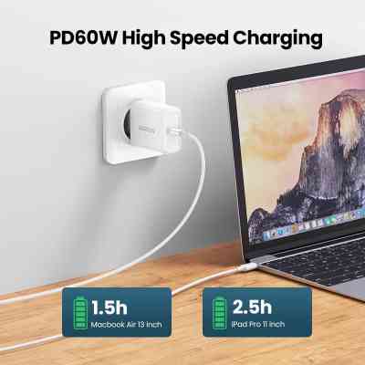 Дата кабель USB-C to USB-C 0.5m 3A 60W US264 white Ugreen (60517) Винница