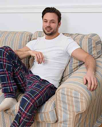 Чоловічі піжамні штани — бордово-синя карта Tom John 2006Ш XXL Київ