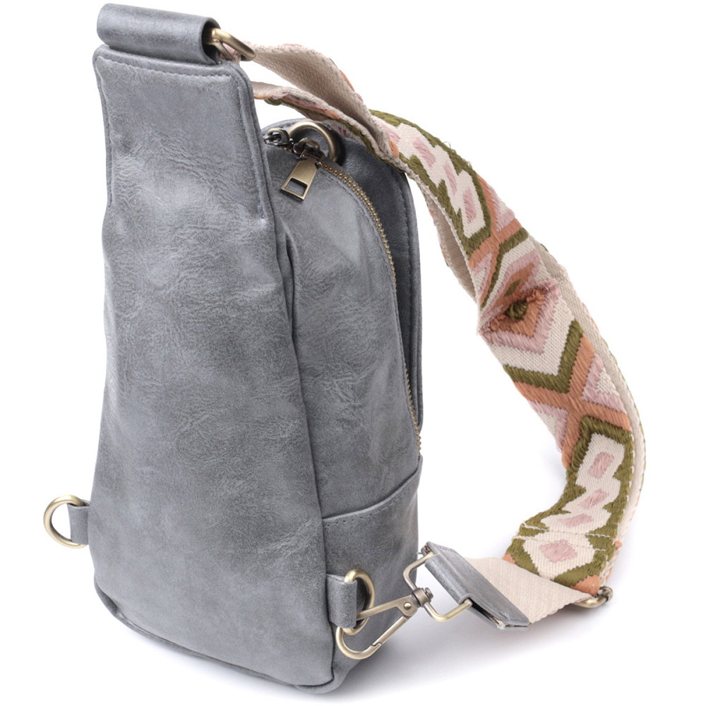 Модна сумка через плече в модному кольорі з екошкіри Vintage 22792 Сірий Київ - фото 2