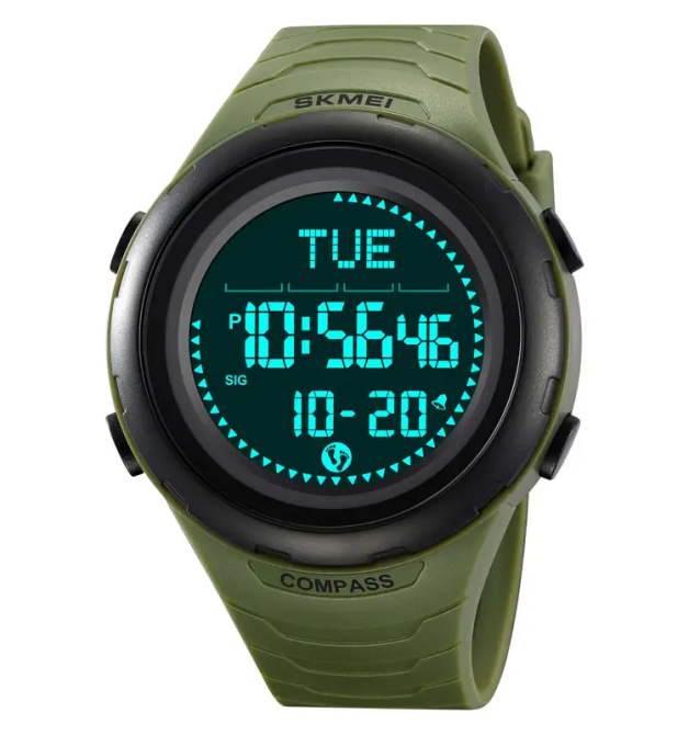 Годинник чоловічий наручний спортивний Skmei 2166 Compass з компасом і крокоміром (Зелений з чорним) Київ - фото 3