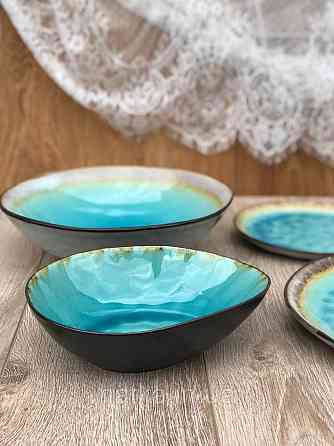 Салатник Olens "BLUE LAGUNA" 21х17x5,5 см кераміка овальний блакитний Київ