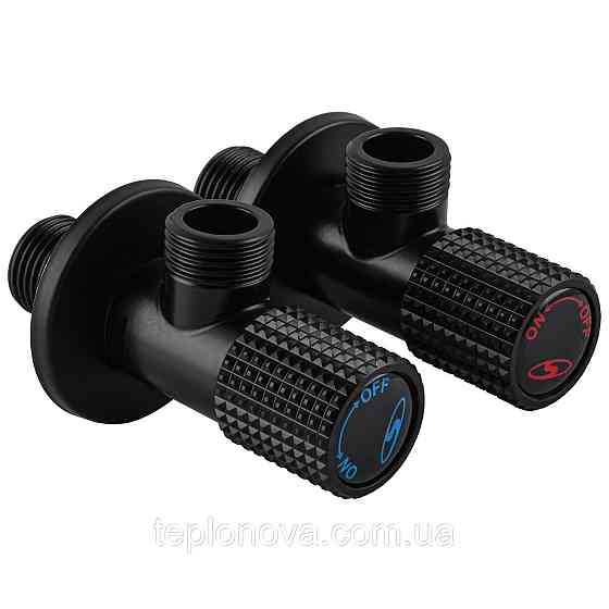 !!Набор кранов угловых  керамика SOLOMON EXCLUSIVE 1/2″X1/2″ 9889 BB (BLACK/BLACK) (комплект2шт.) Черновцы