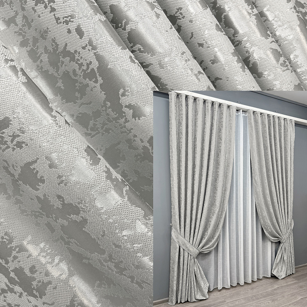 Комплект готових штор VR-Textil Льон мармур Pavliani ХО № 1263ш Світло-сірий 150х280 см 2 шт (33-0107) Київ - фото 17