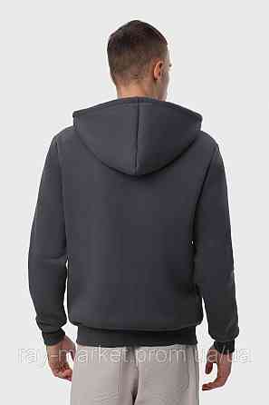 Худі на замку чоловіче темно-сіре утеплене RAY BASIC (U0405LM-Dark Grey) M, Демісезонна, Тринитка з начосом (на флісі) Київ