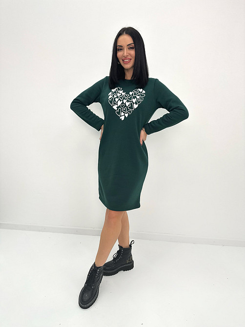Теплое платье с принтом Romance 46-48, Темно-зеленый Киев - изображение 3