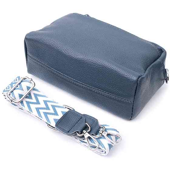 Жіноча шкіряна сумка зі стильним бігунком Vintage 22652 Синя Київ