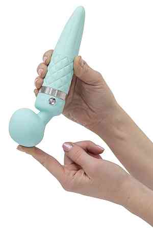 Вибромассажер 2в1 PILLOW TALK - Sultry Teal, классический массажер и вибратор с ротацией, подогрев Sex Aura Киев