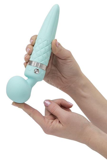 Вибромассажер 2в1 PILLOW TALK - Sultry Teal, классический массажер и вибратор с ротацией, подогрев Sex Aura Киев - изображение 6