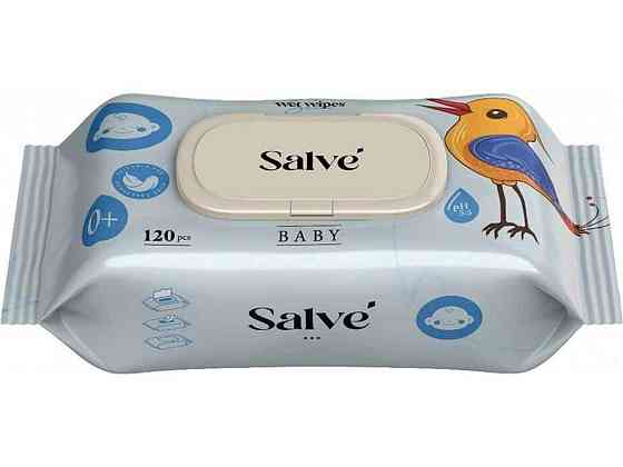 Влажные салфетки 120шт детские Salve синие (клапан) ТМ SALVE Solmir Киев