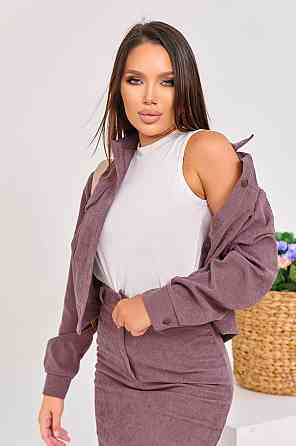 Женский стильный костюм двойка: жакет и юбка микровельвет Фрез, 48 Одесса