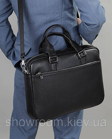 Чоловіча ділова шкіряна сумка Leather Collection (9919) чорна Київ - фото 3