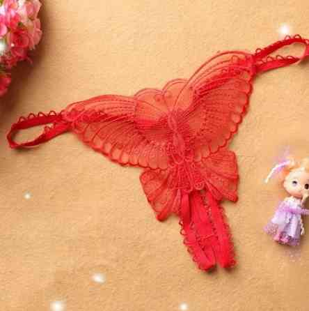 Трусики з розрізом та метеликом червоного кольору - розмір універсальний, (на резинці, тянуться) Київ