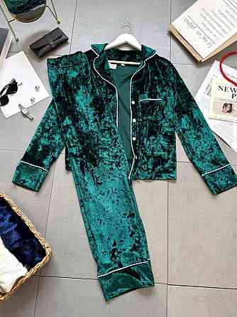 Жіноча домашня повсякденна велюрова піжама Смарагдова, 42/44 Одеса