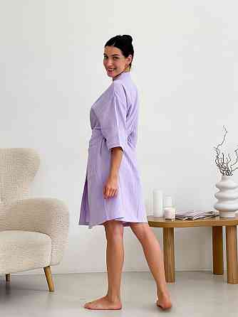 Жіночий мусліновий халат кімоно домашній літній з поясом на запах бавовна COSY Лавандовий L Одеса