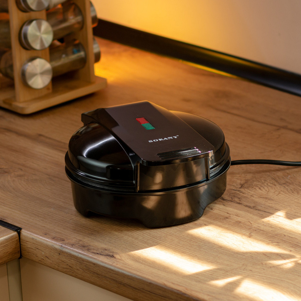 Вафельница для бельгийских вафель с антипригарным покрытием и LED-индикатором 1000 Вт круглая Sokany SK-519 Киев - изображение 8