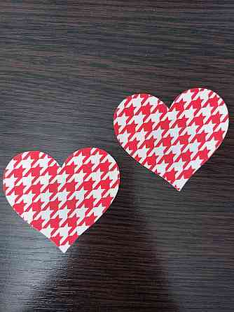 Стікіні на груди Сердечка 8 см біло-червоний Київ