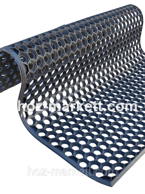 Килимок 115х80х1 см гумовий брудозахисний сота чорний Харків - фото 6