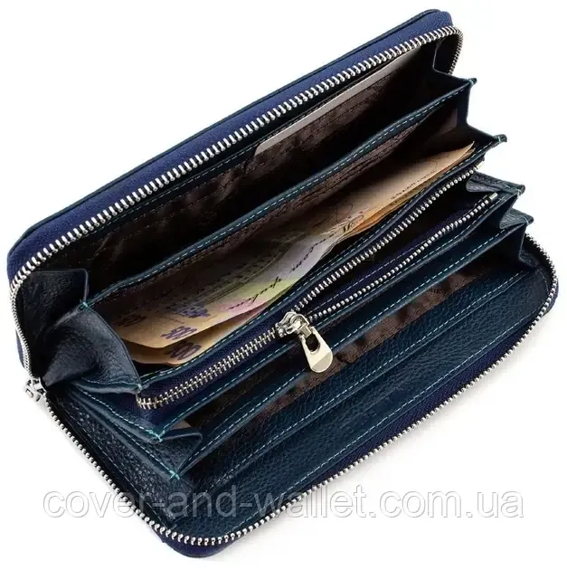 Большой бирюзовый кожаный женский кошелек на молнии ST Leather ST 201 Киев - изображение 6