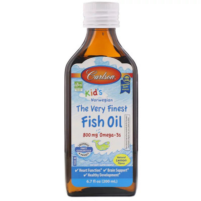Жирные кислоты Carlson Рыбий Жир для Детей, Лимонный Вкус, Kid's Fish Oil Lemon, 2 (CAR-01543) Винница - изображение 1