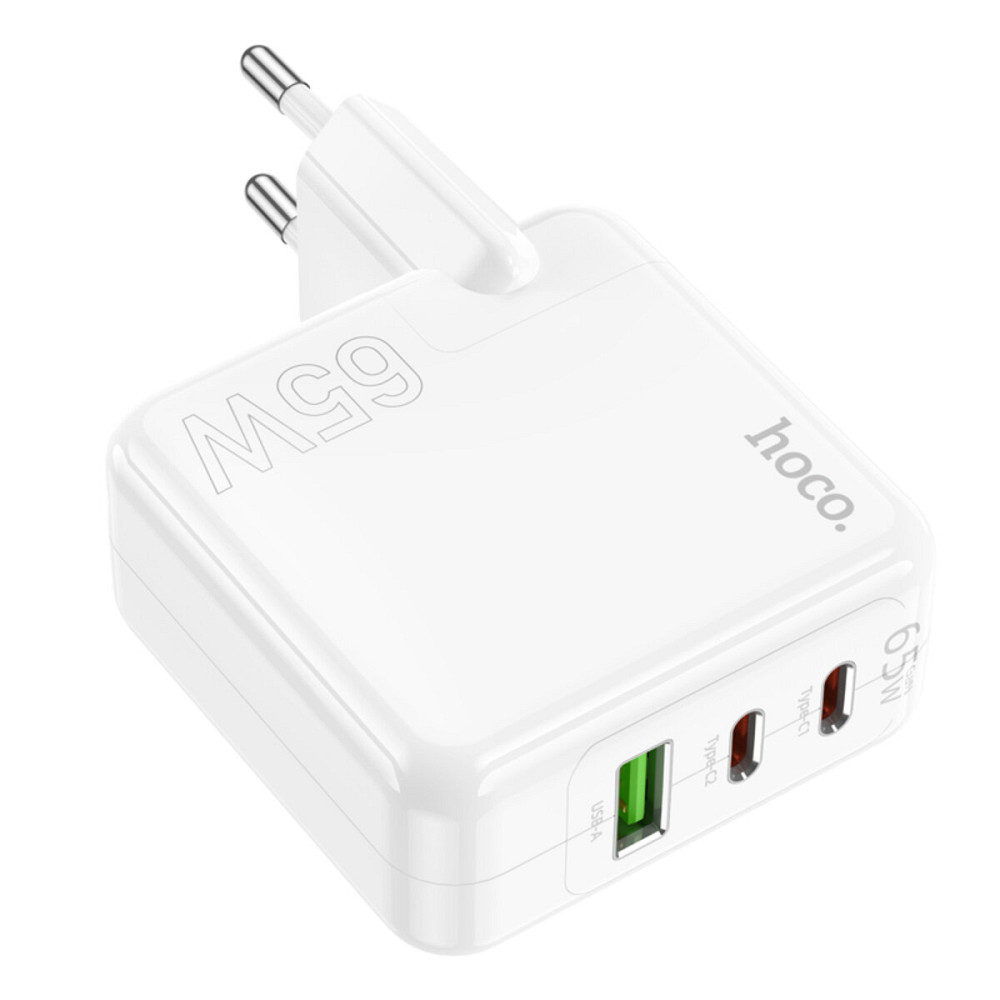 Мережевий зарядний пристрій HOCO C115A Header PD65W  GaN three-port(2C1A) charger White (6931474798312 ) Киев - изображение 3