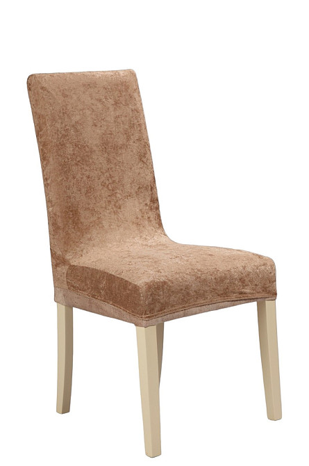 Универсальный натяжной чехол накидка на стул со спинкой велюр кофе Royan Турция 0012 Белая Церковь - изображение 1