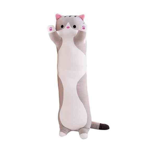 Іграшка подушка Кіт Батон, 90 см, EL-2117-7, Сіра / М'яка іграшка обіймашка / Дитяча іграшка Котик Київ