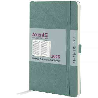 Еженедельник Axent датированный 2026 Partner Soft Skin 125х195, серо-лазурный (8509-26-48-A) Винница