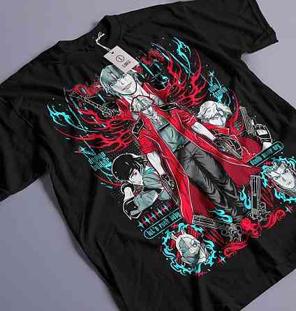 Футболка з аніме принтом Девіл Май Крй Данте оверсайз (S/M/L) Чорний AnimeJ1100 Дніпро