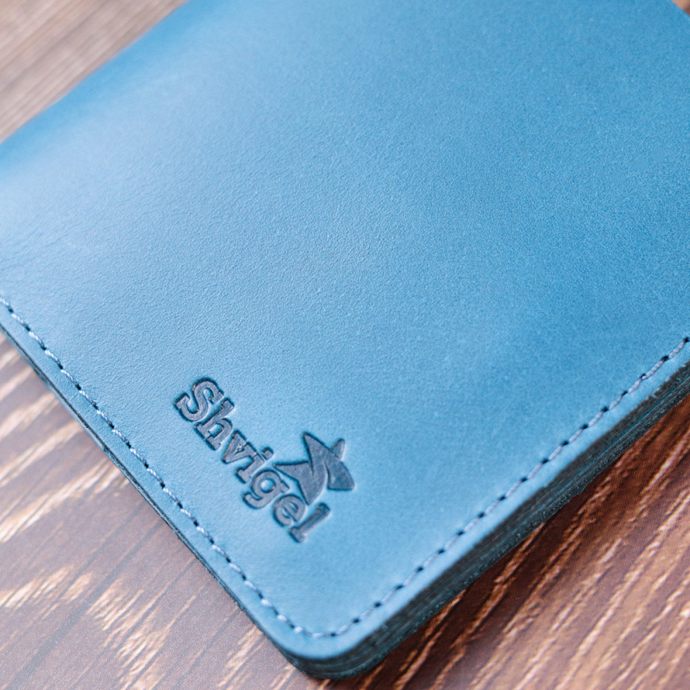 Кожаное винтажное портмоне Shvigel 16605 Синий Киев - изображение 10