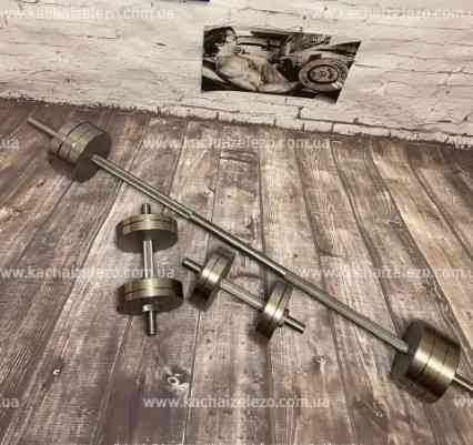 Набор 79 кг Штанга + Гантели металлические разборные 2 по 36 кг Гантели, гири, штанги и диски Киев