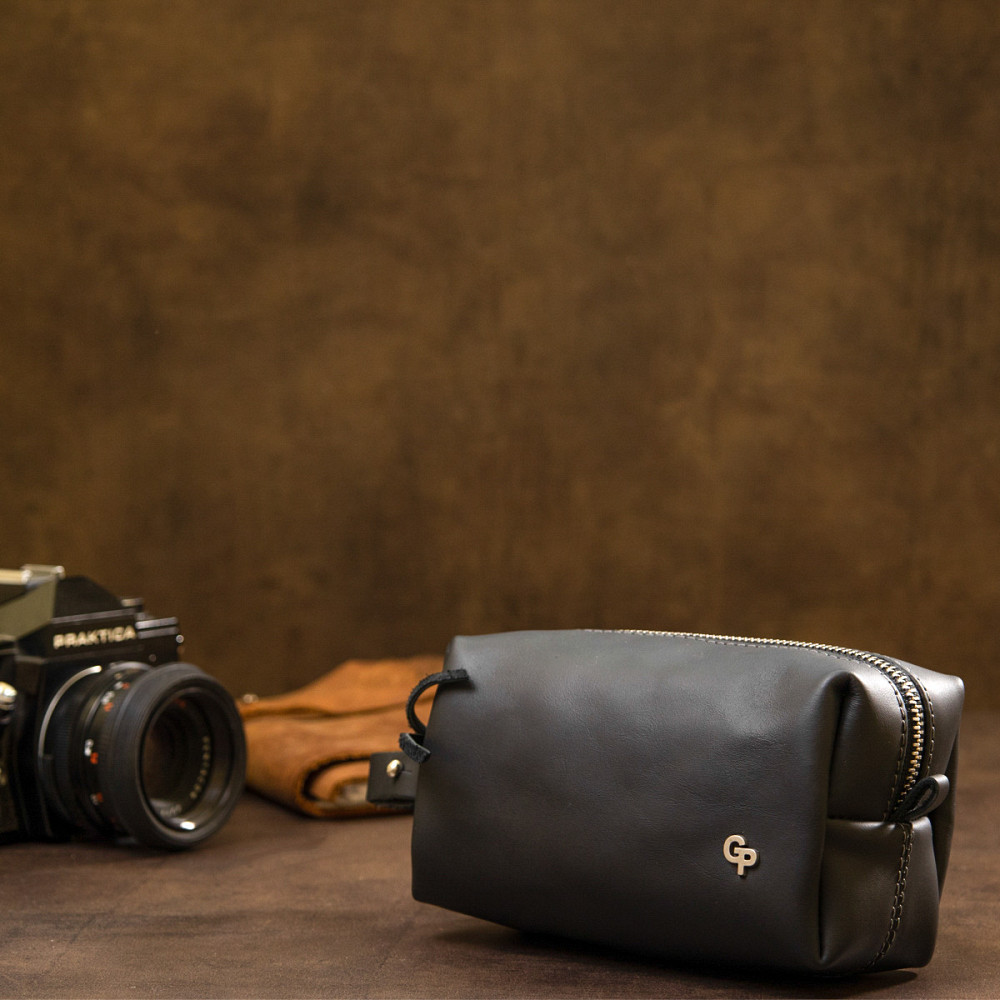 Кожаная косметичка для мужчин GRANDE PELLE 11507 Черный Киев - изображение 5