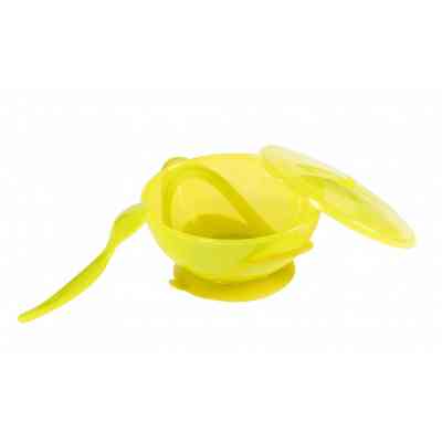 Набор детской посуды Baby Team Тарелка на присоске с крышкой и ложкой 290 мл (6002_зеленый) Винница