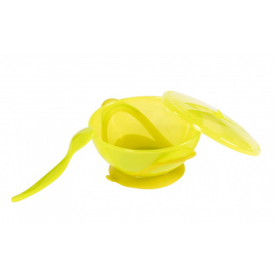 Набір дитячого посуду Baby Team Тарілка на присосі з кришкою і ложкою 290 мл (6002_зелений) Вінниця - фото 3