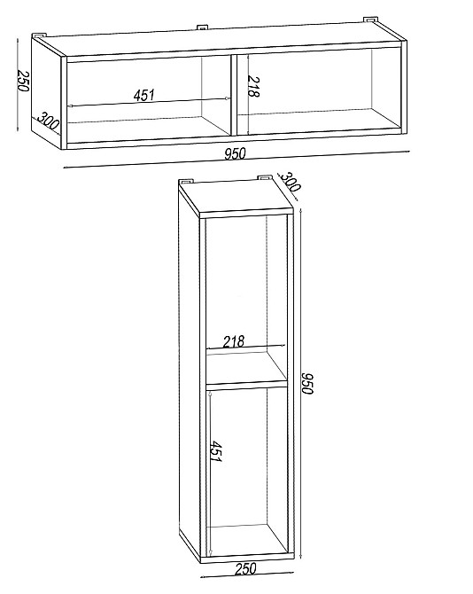 Полка навесная Н-9, Дуб Крафт Білий, 950/300/250 Львов - изображение 2