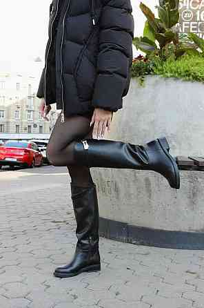 New Style Чоботи зимові жіночі з натуральної шкіри на низькому ходу чорні теплі 2555 р. 36-41 5 Коломия