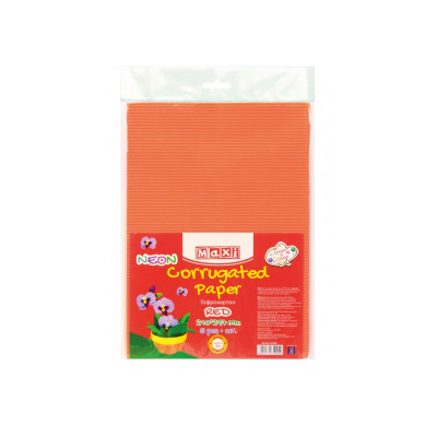 Цветной картон Maxi A4 Гофрокартон неоновый 21х29,7 см красный (MX61902) Винница - изображение 1