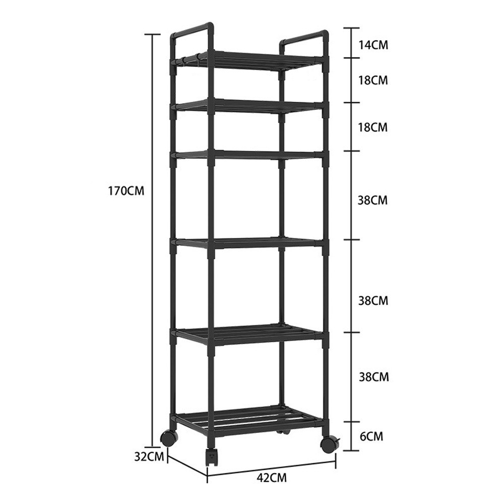 Стелаж етажерка на колесах, 6 рівнів, 170х42х32см / Підлогова пересувна полиця для кухні / Полиця етажерка Київ - фото 6