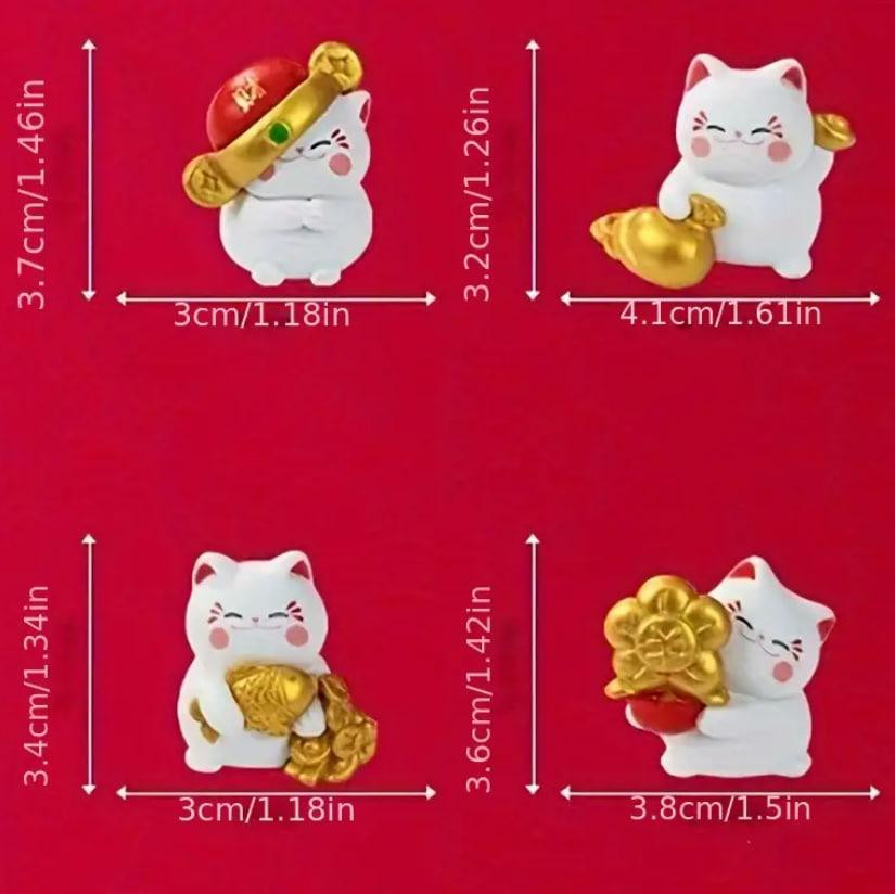 Набор из 4 фигурок счастливых котиков Манеки-Неко Декор из белой смолы Киев - изображение 4