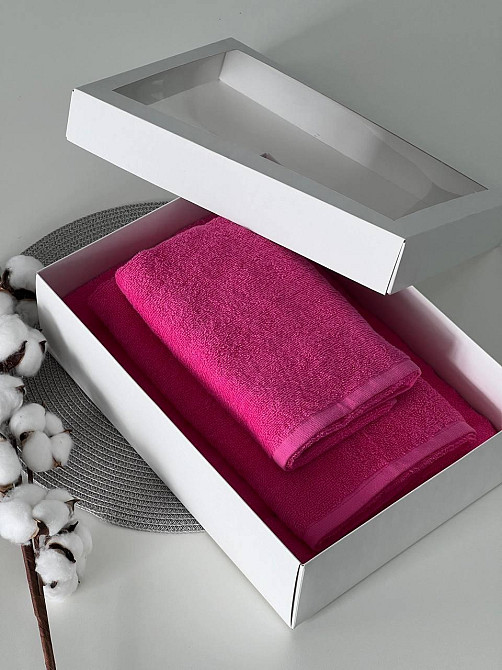 Подарунковий набір рушників Ideal Textile в коробці 50х90 см+70х140 см рожевий (56861051) Чернівці - фото 1