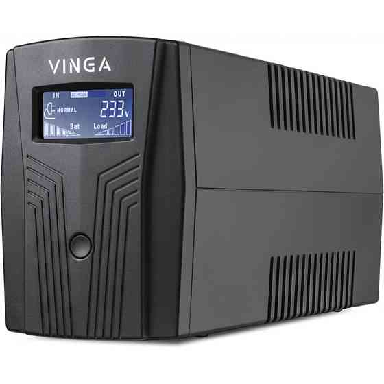 Джерело безперебійного живлення Vinga VPC-600PU 600ВА / 360 Вт з LCD-дисплеєм з USB у пластиковому корпусі Киев
