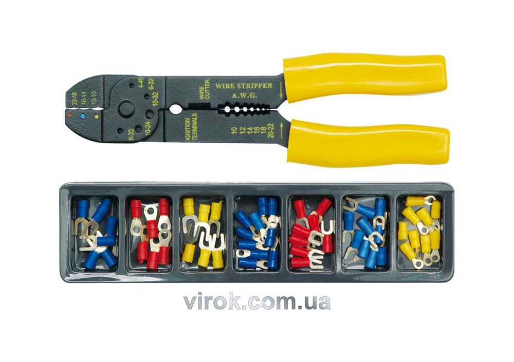 Кліщі для обтискання і зачистки проводів VOREL з контактними наконечниками, кпл. 100 шт. [25/50] Одеса - фото 1