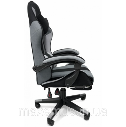 Кресло геймерское из ткани с подставкой для ног B 963 компьютерное кресло для геймера черно-серое Мостиска