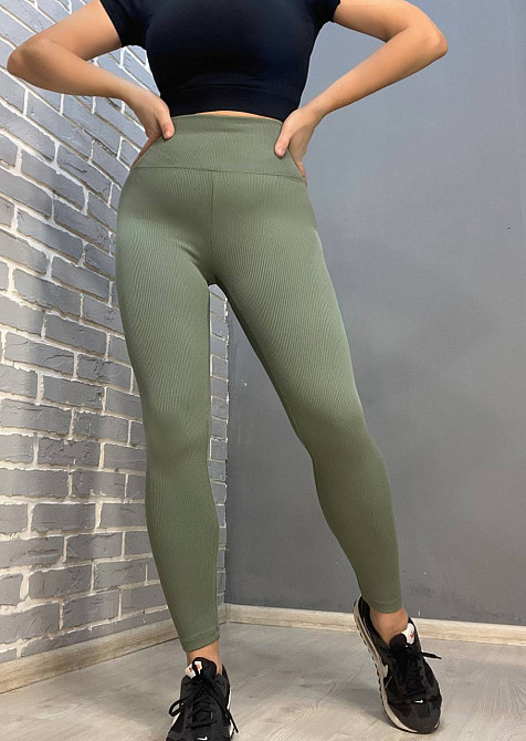 Лосини жіночі LADY HUREM 2247 рубчик широкий утягуючий пояс хакі, хакі, M Київ - фото 1