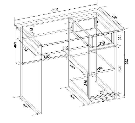 Стіл письмовий СП-1 №10, Самоа Димчастий, 1100/550/760 Львів