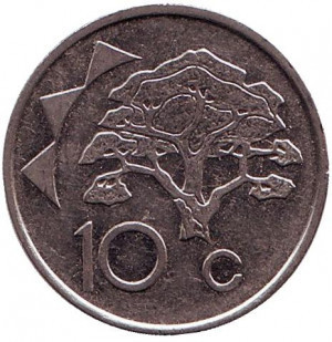 Акація. Монета 10 центів. 2002 рік, Намібія. (АЖ) Полтава - фото 1