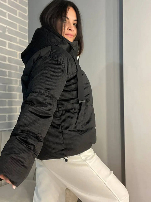 Куртка женская Snow Passion 1056 пуффер вельвет оверсайз широкая чорная, черный, 44-48 Киев - изображение 16