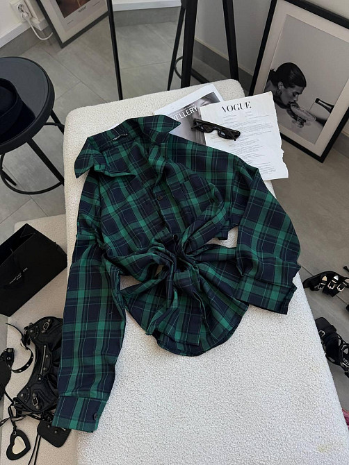 Женская классическая рубашка в клетку оверсайз кроя костюмный тиар Одесса - изображение 5