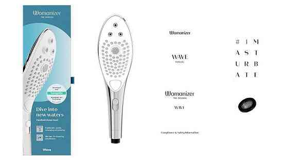Насадка-стимулятор для душу 2в1 Womanizer Wave Chrome, масажер для інтимних зон Sex Aura Київ